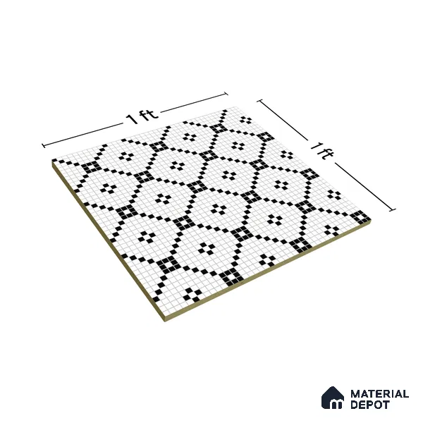 Moroccan Floor & Wall Tile TL 07614 Mosaic Grid 1 ft x 1 ft Matte Finish Vitrified Tile - 9 mm | Suitable For Bathroom, Kitchen, Living Area | Please Expect a Slight Variation of Pattern (Sample)
