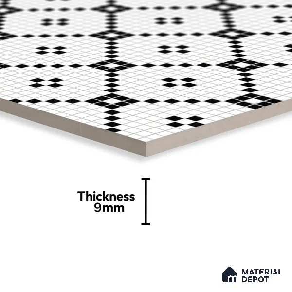Moroccan Floor & Wall Tile TL 07614 Mosaic Grid 1 ft x 1 ft Matte Finish Vitrified Tile - 9 mm | Suitable For Bathroom, Kitchen, Living Area | Please Expect a Slight Variation of Pattern (Sample)