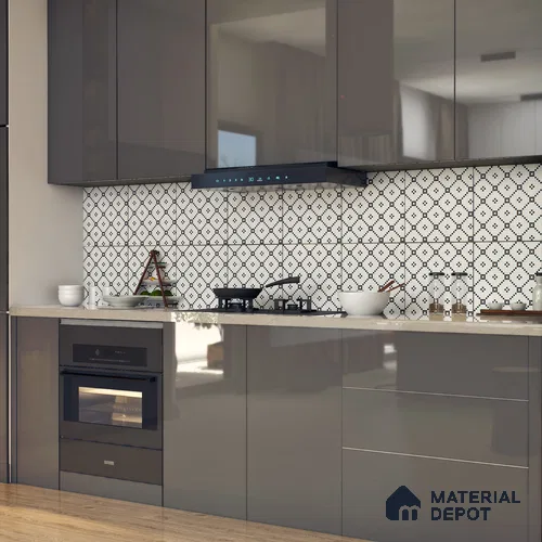 Moroccan Floor & Wall Tile TL 07614 Monochrome Mosaic Grid 1 ft x 1 ft Matte Finish Vitrified Tile - 9 mm | Suitable For Bathroom, Kitchen, Dining Area | Please Expect a Slight Variation of Pattern