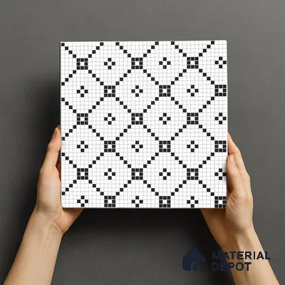 Moroccan Floor & Wall Tile TL 07614 Mosaic Grid 1 ft x 1 ft Matte Finish Vitrified Tile - 9 mm | Suitable For Bathroom, Kitchen, Living Area | Please Expect a Slight Variation of Pattern (Sample)