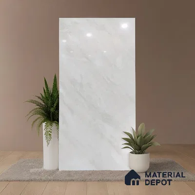 Marble Floor & Wall Tile TL 10173 Atlas Bianco Endless 4 ft x 2 ft Glossy Finish Vitrified Tile - 9 mm | Suitable For living Room, Bedroom, Bathroom