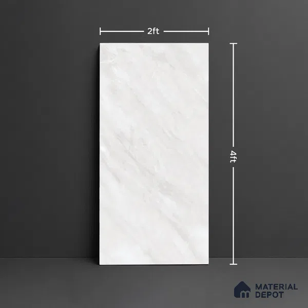 Marble Floor & Wall Tile TL 10173 Atlas Bianco Endless 4 ft x 2 ft Glossy Finish Vitrified Tile - 9 mm | Suitable For living Room, Bedroom, Bathroom