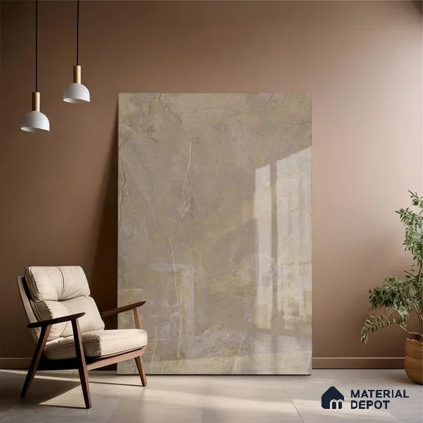 Marble Floor & Wall Tile TL 10177 SGH Craft Benzeen Gray 6 ft x 4 ft Glossy Finish Vitrified Tile - 9 mm | Suitable For living Room, Bedroom, Bathroom | Adhesive and Spacers Must be Used During Installation