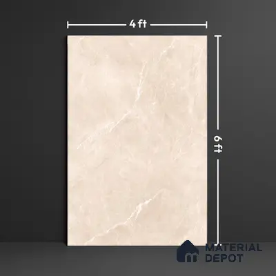 Marble Floor & Wall Tile TL 10196 SHG Magnum Crema 6 ft x 4 ft Glossy Finish Vitrified Tile - 9 mm | Suitable For living Room, Bedroom, Bathroom | Adhesive and Spacers Must be Used During Installation