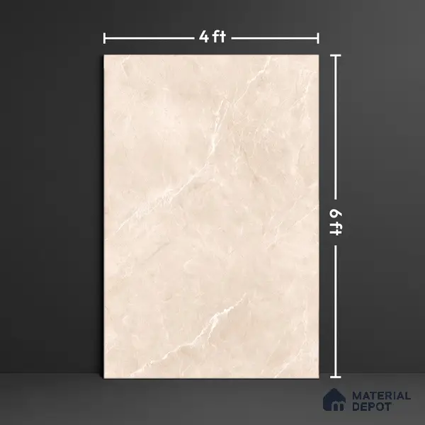 Marble Floor & Wall Tile TL 10196 SHG Magnum Crema 6 ft x 4 ft Glossy Finish Vitrified Tile - 9 mm | Suitable For living Room, Bedroom, Bathroom | Adhesive and Spacers Must be Used During Installation