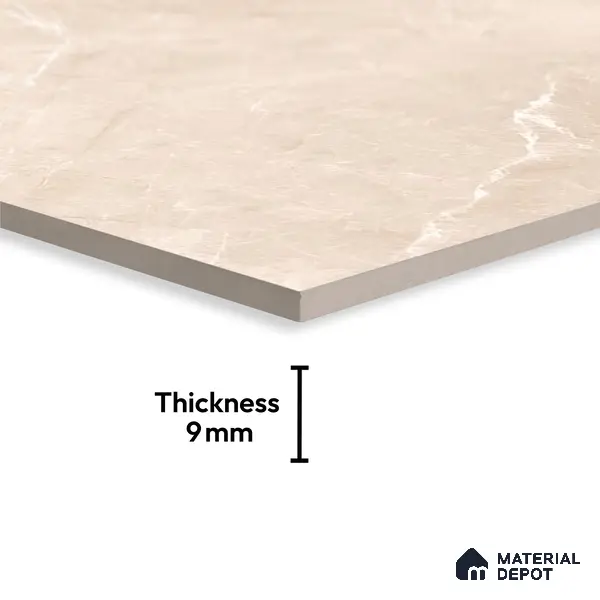 Marble Floor & Wall Tile TL 10196 SHG Magnum Crema 6 ft x 4 ft Glossy Finish Vitrified Tile - 9 mm | Suitable For living Room, Bedroom, Bathroom | Adhesive and Spacers Must be Used During Installation