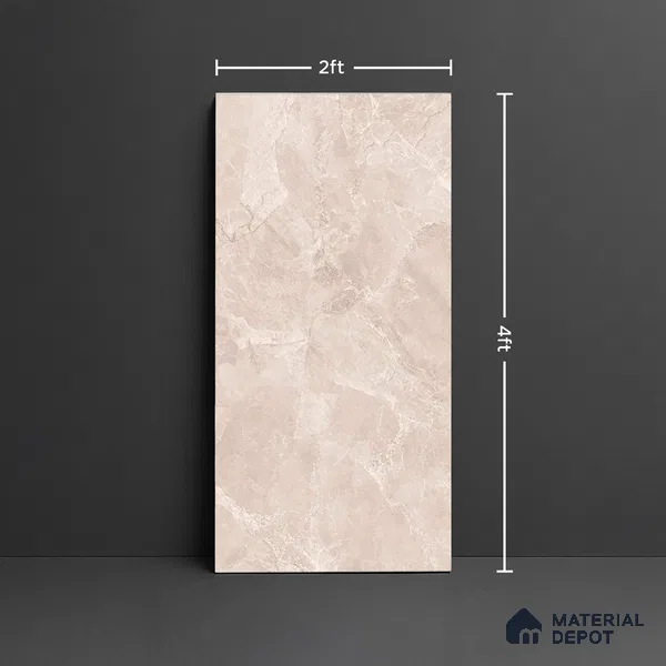 Marble Floor & Wall Tile TL 10112 Sumia Beige 4 ft x 2 ft Glossy Finish Vitrified Tile - 9 mm | 4 Random Design | Suitable For living Room, Bedroom, Bathroom | Random Designs