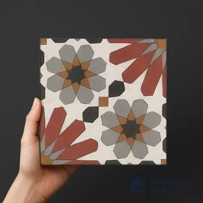 Moroccan Wall Tile TL 04988 Marrakech Bloomed Rosata 8 x 8 inch Ceramic Matte Finish - 10 mm | Suitable for Living Room, Bedroom, Bathroom, Kitchen Backsplashes & Highlighter Wall (Sample)