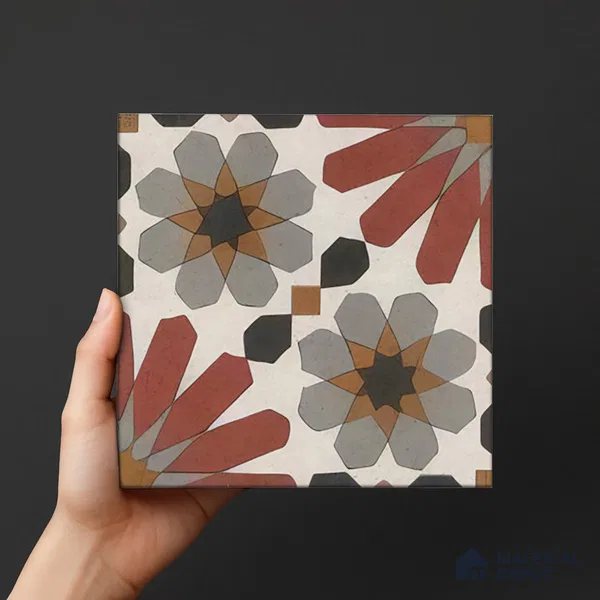 Moroccan Wall Tile TL 04988 Marrakech Bloomed Rosata 8 x 8 inch Ceramic Matte Finish - 10 mm | Suitable for Living Room, Bedroom, Bathroom, Kitchen Backsplashes & Highlighter Wall (Sample)