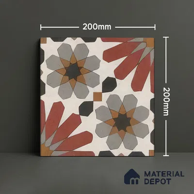 Moroccan Wall Tile TL 04988 Marrakech Bloomed Rosata 8 x 8 inch Ceramic Matte Finish - 10 mm | Suitable for Living Room, Bedroom, Bathroom, Kitchen Backsplashes & Highlighter Wall (Sample)