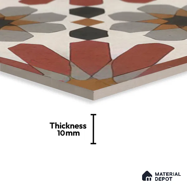 Moroccan Wall Tile TL 04988 Marrakech Bloomed Rosata 8 x 8 inch Ceramic Matte Finish - 10 mm | Suitable for Living Room, Bedroom, Bathroom, Kitchen Backsplashes & Highlighter Wall (Sample)