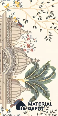 Mural Wall Tile TL 07171 Prestige Heritage Pearl 2 ft x 4 ft Designer Tiles Vitrified Matte Finish - 9 mm | 1 Box Contain A & B Faces | Suitable for Living Room, Bedroom, Bathroom, Office, Foyer, Dining, Highlighter Wall (Sample)