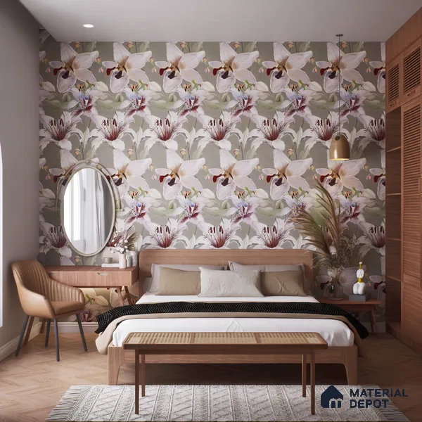 Floral Wall Tile TL 06306 B Florelle Lily Bloom 4 ft x 2 ft Vitrified Lustera Effect Feather Feel Matte Finish - 9 mm | Suitable for Bathroom, Accent/Feature Wall, Foyer