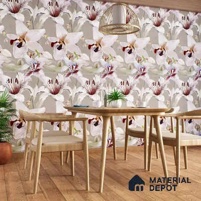 Floral Wall Tile TL 06306 B Florelle Lily Bloom 4 ft x 2 ft Vitrified Lustera Effect Feather Feel Matte Finish - 9 mm | Suitable for Bathroom, Accent/Feature Wall, Foyer
