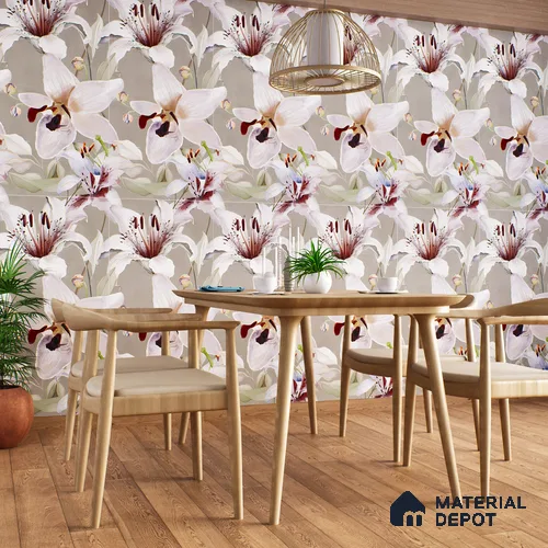 Floral Wall Tile TL 06306 B Florelle Lily Bloom 4 ft x 2 ft Vitrified Lustera Effect Feather Feel Matte Finish - 9 mm | Suitable for Bathroom, Accent/Feature Wall, Foyer