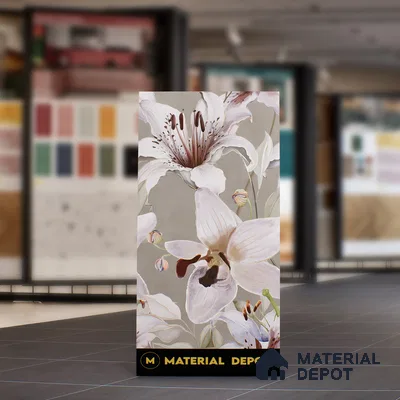 Floral Wall Tile TL 06306 B Florelle Lily Bloom 4 ft x 2 ft Vitrified Lustera Effect Feather Feel Matte Finish - 9 mm | Suitable for Bathroom, Accent/Feature Wall, Foyer