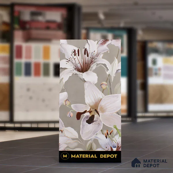 Floral Wall Tile TL 06306 B Florelle Lily Bloom 4 ft x 2 ft Vitrified Lustera Effect Feather Feel Matte Finish - 9 mm | Suitable for Bathroom, Accent/Feature Wall, Foyer