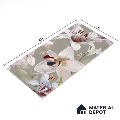 Floral Wall Tile TL 06306 B Florelle Lily Bloom 4 ft x 2 ft Vitrified Lustera Effect Feather Feel Matte Finish - 9 mm | Suitable for Bathroom, Accent/Feature Wall, Foyer
