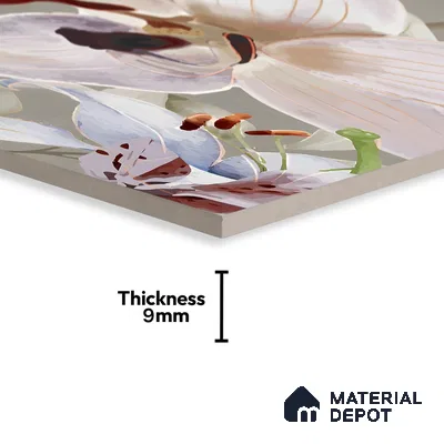 Floral Wall Tile TL 06306 B Florelle Lily Bloom 4 ft x 2 ft Vitrified Lustera Effect Feather Feel Matte Finish - 9 mm | Suitable for Bathroom, Accent/Feature Wall, Foyer