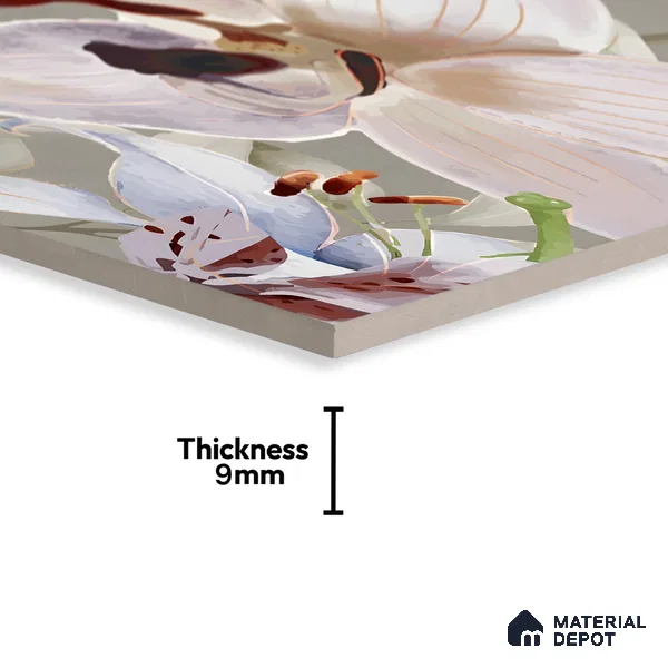 Floral Wall Tile TL 06306 B Florelle Lily Bloom 4 ft x 2 ft Vitrified Lustera Effect Feather Feel Matte Finish - 9 mm | Suitable for Bathroom, Accent/Feature Wall, Foyer