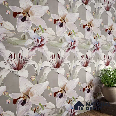 Floral Wall Tile TL 06306 B Florelle Lily Bloom 4 ft x 2 ft Vitrified Lustera Effect Feather Feel Matte Finish - 9 mm | Suitable for Bathroom, Accent/Feature Wall, Foyer
