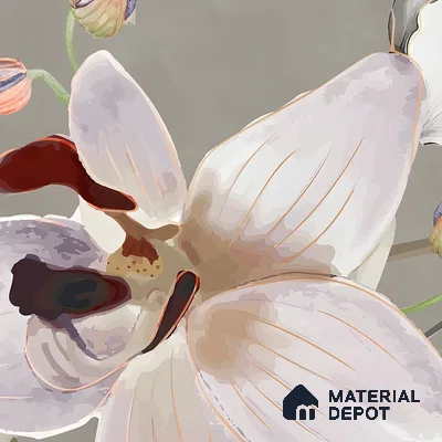 Floral Wall Tile TL 06306 B Florelle Lily Bloom 4 ft x 2 ft Vitrified Lustera Effect Feather Feel Matte Finish - 9 mm | Suitable for Bathroom, Accent/Feature Wall, Foyer