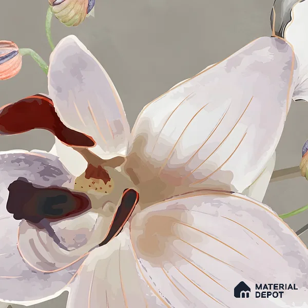 Floral Wall Tile TL 06306 B Florelle Lily Bloom 4 ft x 2 ft Vitrified Lustera Effect Feather Feel Matte Finish - 9 mm | Suitable for Bathroom, Accent/Feature Wall, Foyer