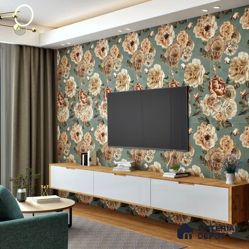 Floral Wall Tile TL 06306 C Florelle Rustic Petal 4 ft x 2 ft Vitrified Lustera Effect Feather Feel Matte Finish - 9 mm | Suitable for Bathroom, Accent/Feature Wall, Dining Area