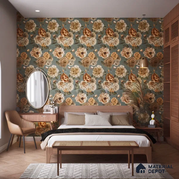 Floral Wall Tile TL 06306 C Florelle Rustic Petal 4 ft x 2 ft Vitrified Lustera Effect Feather Feel Matte Finish - 9 mm | Suitable for Bathroom, Accent/Feature Wall, Dining Area