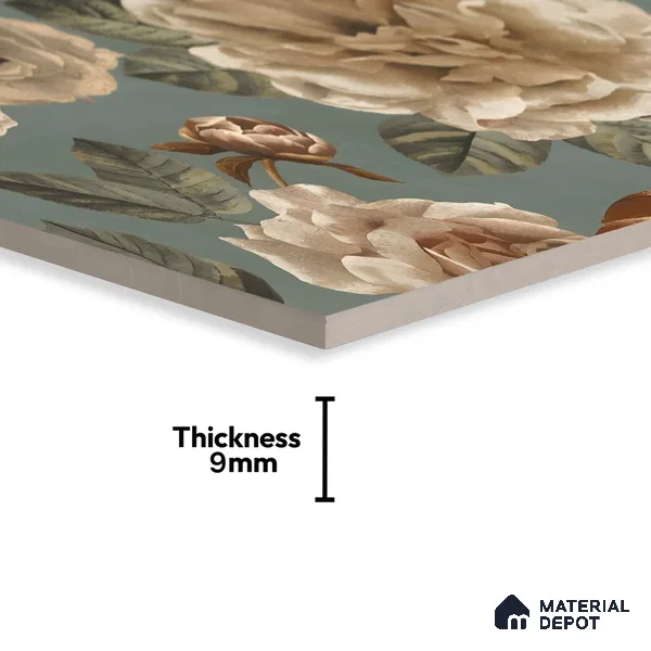 Floral Wall Tile TL 06306 C Florelle Rustic Petal 4 ft x 2 ft Vitrified Lustera Effect Feather Feel Matte Finish - 9 mm | Suitable for Bathroom, Accent/Feature Wall, Dining Area
