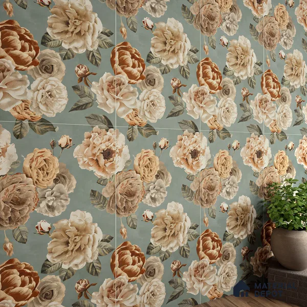 Floral Wall Tile TL 06306 C Florelle Rustic Petal 4 ft x 2 ft Vitrified Lustera Effect Feather Feel Matte Finish - 9 mm | Suitable for Bathroom, Accent/Feature Wall, Dining Area