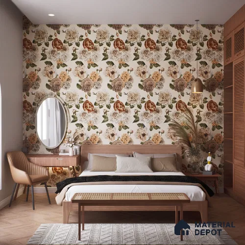 Floral Wall Tile TL 06306 D Florelle Ethereal Petal 4 ft x 2 ft Vitrified Lustera Effect Feather Feel Matte Finish - 9 mm | Suitable for Bathroom, Accent/Feature Wall, Dining Area