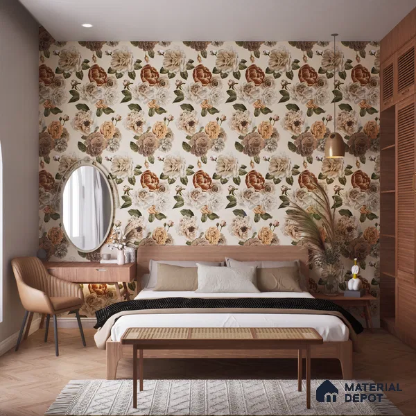 Floral Wall Tile TL 06306 D Florelle Ethereal Petal 4 ft x 2 ft Vitrified Lustera Effect Feather Feel Matte Finish - 9 mm | Suitable for Bathroom, Accent/Feature Wall, Dining Area