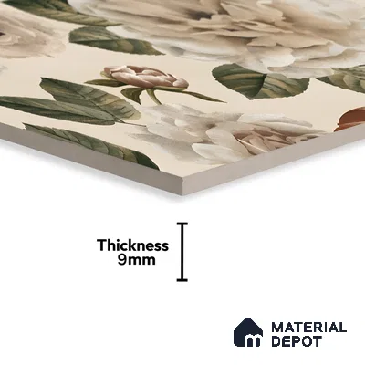 Floral Wall Tile TL 06306 D Florelle Ethereal Petal 4 ft x 2 ft Vitrified Lustera Effect Feather Feel Matte Finish - 9 mm | Suitable for Bathroom, Accent/Feature Wall, Dining Area