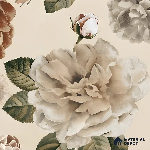 Floral Wall Tile TL 06306 D Florelle Ethereal Petal 4 ft x 2 ft Vitrified Lustera Effect Feather Feel Matte Finish - 9 mm | Suitable for Bathroom, Accent/Feature Wall, Dining Area