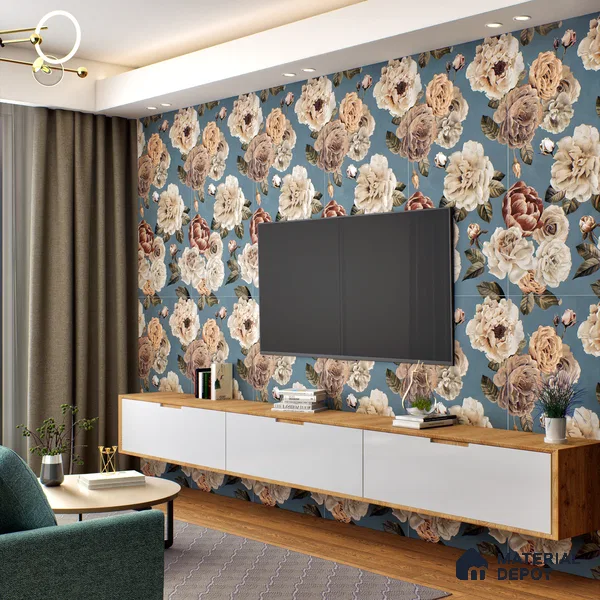 Floral Wall Tile TL 06306 E Florelle Reverie Petal 4 ft x 2 ft Vitrified Lustera Effect Feather Feel Matte Finish - 9 mm | Suitable for Bathroom, Accent/Feature Wall, Dining Area