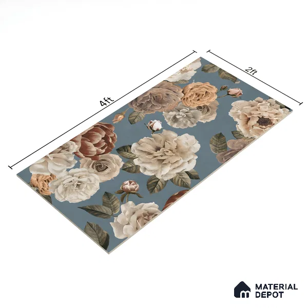 Floral Wall Tile TL 06306 E Florelle Reverie Petal 4 ft x 2 ft Vitrified Lustera Effect Feather Feel Matte Finish - 9 mm | Suitable for Bathroom, Accent/Feature Wall, Dining Area