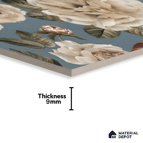 Floral Wall Tile TL 06306 E Florelle Reverie Petal 4 ft x 2 ft Vitrified Lustera Effect Feather Feel Matte Finish - 9 mm | Suitable for Bathroom, Accent/Feature Wall, Dining Area