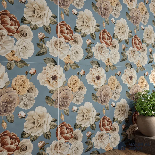 Floral Wall Tile TL 06306 E Florelle Reverie Petal 4 ft x 2 ft Vitrified Lustera Effect Feather Feel Matte Finish - 9 mm | Suitable for Bathroom, Accent/Feature Wall, Dining Area