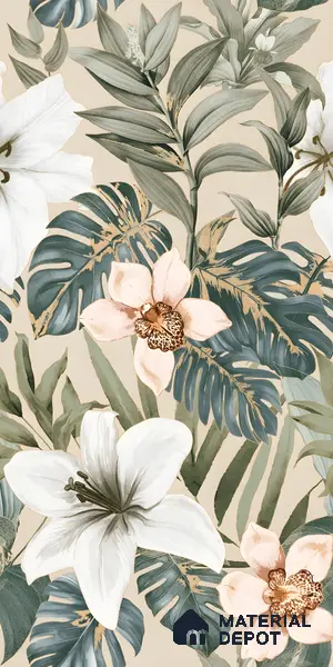 Tropical Wall Tile TL 06306 F Florelle Tropical Paradise 4 ft x 2 ft Vitrified Lustera Effect Feather Feel Matte Finish - 9 mm | Suitable for Living Room, Bedroom & Bathroom