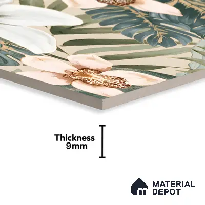 Tropical Wall Tile TL 06306 F Florelle Tropical Paradise 4 ft x 2 ft Vitrified Lustera Effect Feather Feel Matte Finish - 9 mm | Suitable for Living Room, Bedroom & Bathroom