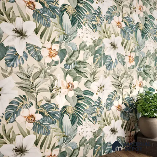 Tropical Wall Tile TL 06306 F Florelle Tropical Paradise 4 ft x 2 ft Vitrified Lustera Effect Feather Feel Matte Finish - 9 mm | Suitable for Living Room, Bedroom & Bathroom