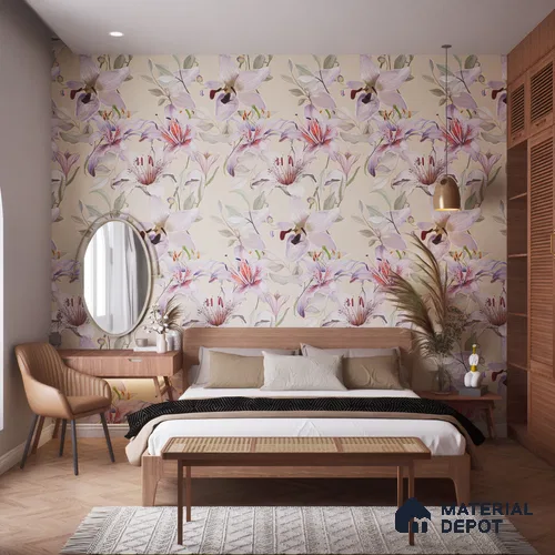 Floral Wall Tile TL 06306 Florelle Lily Grace 4 ft x 2 ft Vitrified Lustera Effect Feather Feel Matte Finish - 9 mm | Suitable for Bathroom, Accent/Feature Wall, Dining Area