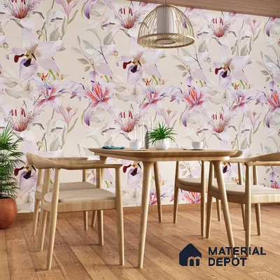 Floral Wall Tile TL 06306 Florelle Lily Grace 4 ft x 2 ft Vitrified Lustera Effect Feather Feel Matte Finish - 9 mm | Suitable for Living Room, Bedroom & Bathroom