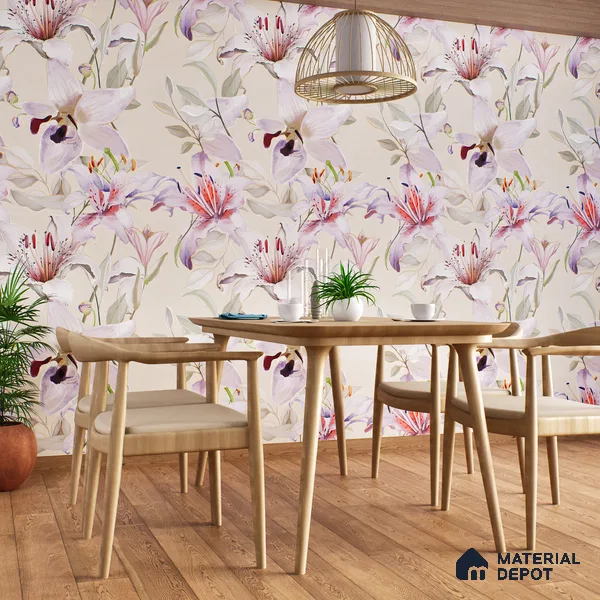Floral Wall Tile TL 06306 Florelle Lily Grace 4 ft x 2 ft Vitrified Lustera Effect Feather Feel Matte Finish - 9 mm | Suitable for Living Room, Bedroom & Bathroom