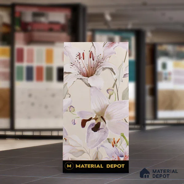 Floral Wall Tile TL 06306 Florelle Lily Grace 4 ft x 2 ft Vitrified Lustera Effect Feather Feel Matte Finish - 9 mm | Suitable for Living Room, Bedroom & Bathroom