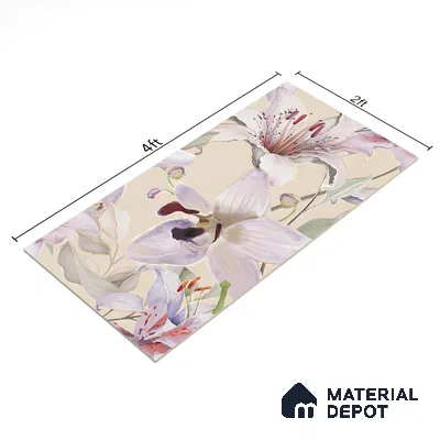 Floral Wall Tile TL 06306 Florelle Lily Grace 4 ft x 2 ft Vitrified Lustera Effect Feather Feel Matte Finish - 9 mm | Suitable for Living Room, Bedroom & Bathroom