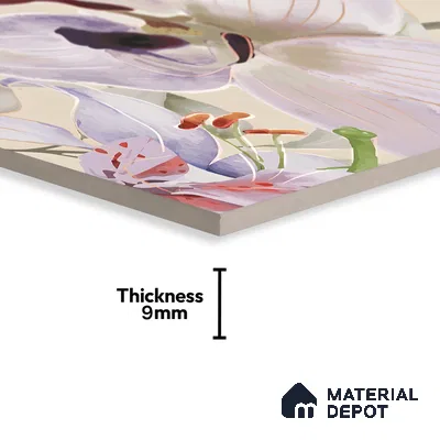 Floral Wall Tile TL 06306 Florelle Lily Grace 4 ft x 2 ft Vitrified Lustera Effect Feather Feel Matte Finish - 9 mm | Suitable for Living Room, Bedroom & Bathroom
