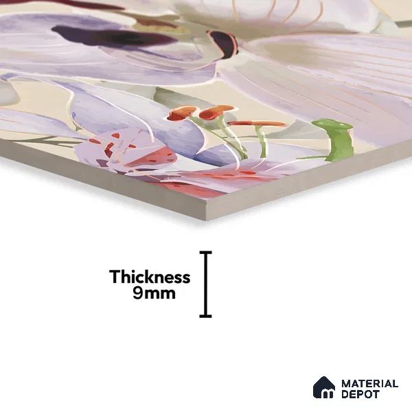 Floral Wall Tile TL 06306 Florelle Lily Grace 4 ft x 2 ft Vitrified Lustera Effect Feather Feel Matte Finish - 9 mm | Suitable for Living Room, Bedroom & Bathroom
