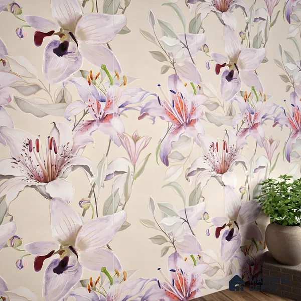 Floral Wall Tile TL 06306 Florelle Lily Grace 4 ft x 2 ft Vitrified Lustera Effect Feather Feel Matte Finish - 9 mm | Suitable for Living Room, Bedroom & Bathroom